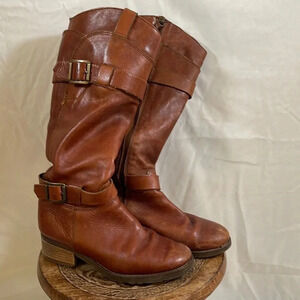 Women’s Fabianelli tall brown moto boots 6